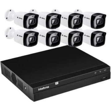 Kit completo 8 câmeras Intelbras VHD 1230 Mic Full color + Dvr MHdx 1208C