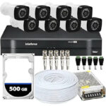 Kit CFTV 8 Cameras Full Hd 1080 p + Dvr MHDX 1208C intelbras+ Hd 500gb