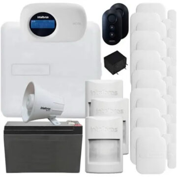 Kit de Alarme Intelbras AMT 2018 E Smart Monitorada por Ethernet + bateria + 10 Sensores sem fio