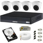 kit sistema c/ 4 câmeras Intelbras VHL 1220D+ Dvr MHDX 1204C + Hd 500G