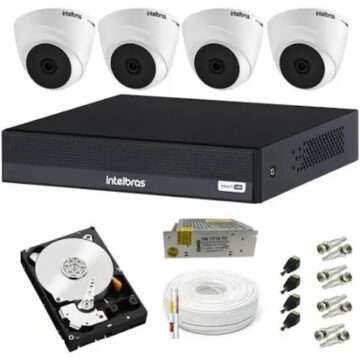 kit sistema c/ 4 câmeras Intelbras VHL 1220D+ Dvr MHDX 1204C + Hd 500G