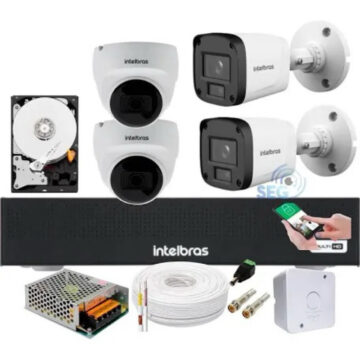 Kit Intelbras 4 câmeras c/ microfone , VHD1230 D Mic internas + 2 câmeras VHD 1230 Mic externas