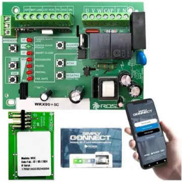 Kit Placa + modulo Rossi p/ abertura de portao pelo celular - Placa Rossi WKXH90 + Módulo Wifi  Simply Connect.