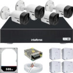 Kit 4 Câmeras de Segurança Intelbras Full HD + DVR MHDX 1204-C + HD 500GB