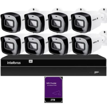 Kit CFTV IP , PoE Intelbrás NVD/NVR 1408 + HD + 8 Câmeras VipC 1230B