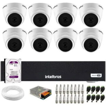 kit CFTV Intelbras c/8 Câmeras , 3 VHD1220 D mic + 5 Câmeras VHL 1220D G9 + Hd 1Tb
