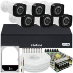 Kit CFTV 6 câmeras Full Hd 1080p + Dvr Intelbras MHDX 1208c + HD 1TB