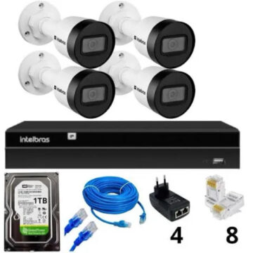kit Cftv Ip Intelbras NVD + HD 1Tb + 4 câmeras IP  Vip C 1230 B