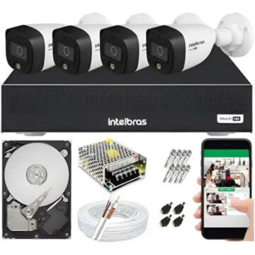 Kit 4 câmeras C/ áudio e imagens coloridas mesmo a noite Intelbras