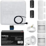 Sistema alarme monitorado AMT 1000 Intelbras com 5 sensores, 2 presença sem fio Pet + 3 para portas/ janelas